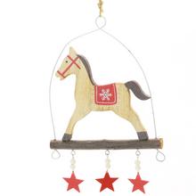 ZÁVĚS KONÍK + HVĚZDY DŘEVO 22x15x1CM - FLORASYSTEM