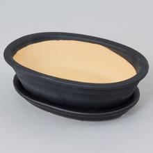 16.036.25 KVĚTINÁČ + MISKA BONSAI OVÁL ANTRACIT 25cm - FLORASYSTEM