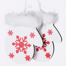 DREVENÉ RUKAVICE ZÁVES BIELA+ČERV 11x7CM  - Rukavice, ponožky, čepice | FLORASYSTEM