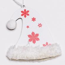 DREVENÁ ČIAPKA BIELA+ČERV ZÁVES 11x9CM - Rukavice, ponožky, čepice | FLORASYSTEM