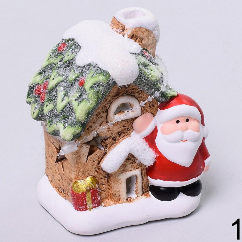 Keramický domeček Santa s LED osvětlením.