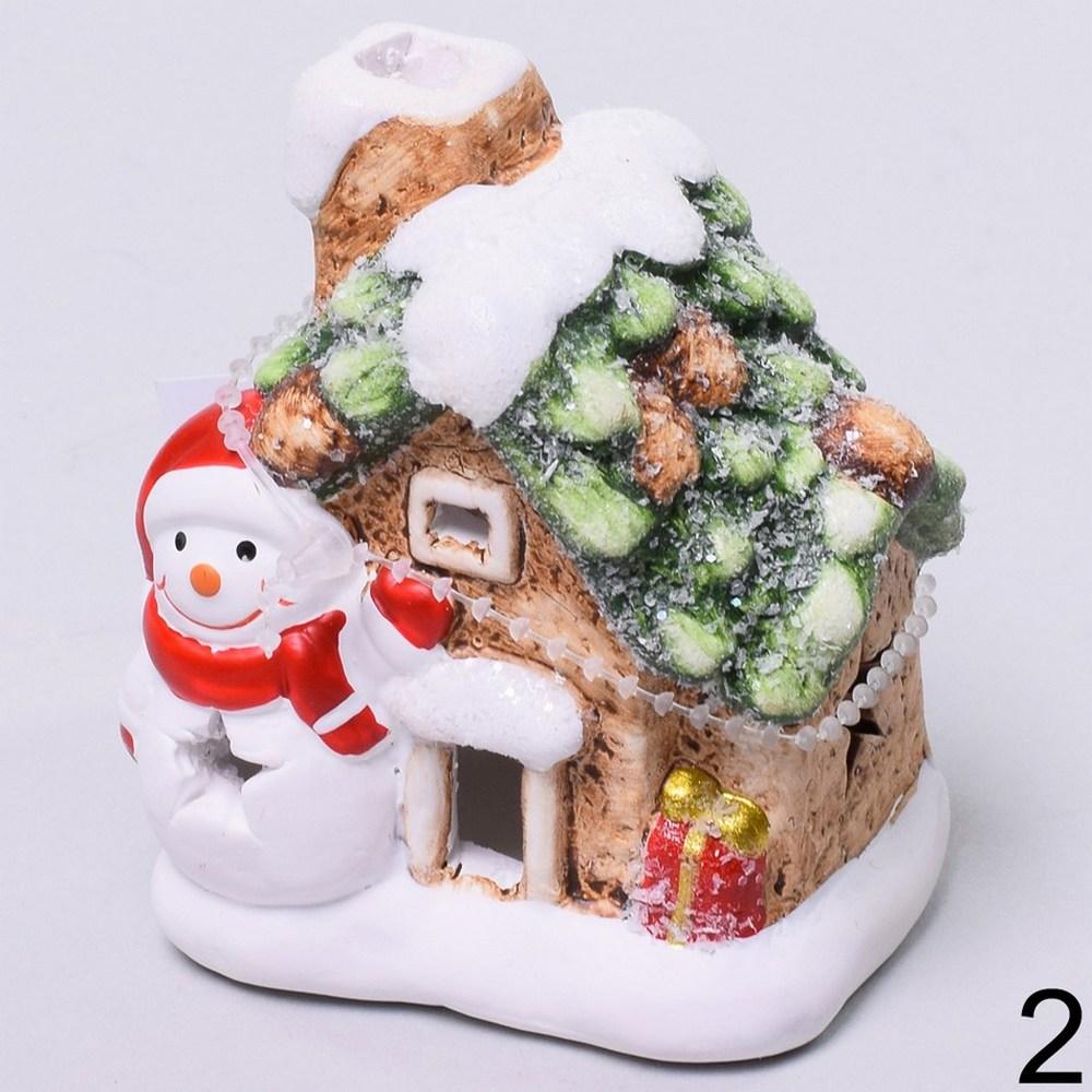 Keramický domeček Santa s LED osvětlením.