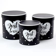 DARČEKOVÁ KRABIČKA S/3 ČIERNA SRDCE 19x19CM - Valce | FLORASYSTEM