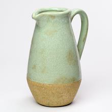 DŽBÁN S UCHOM KERAMIKA ZELENÝ 16,5x12,5x22CM SUPER CENA! - Keramika vzorovaná interiérová | FLORASYSTEM