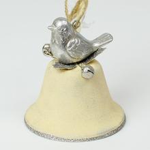 ZVON S VTÁKOM ZÁVES KOV BIELO/STRIEB 8,5x7,5x7,5CM - Rolničky a zvonky | FLORASYSTEM