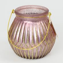 AKCIA! SVIETNIK SKLO SV.FIALOVÝ 14x14,5CM - FLORASYSTEM