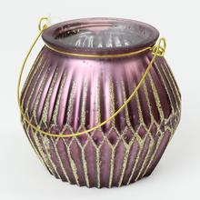 AKCIA! SVIETNIK SKLO FIALOVÝ 11x11CM - FLORASYSTEM