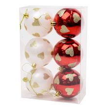 VIANOČNÉ GULIČKY VZOR ČERV.BIELE PLAST  S/6 8CM SUPER CENA! - Plastové vzorované | FLORASYSTEM