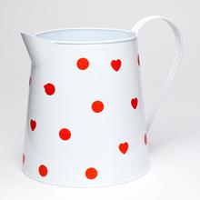 AKCIA! VÁZA DŽBÁN V:19x14CM KOV BIELY VEĽKÉ BODKY  SUPER CENA! - FLORASYSTEM