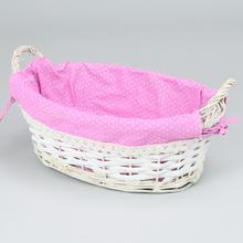 PRÚTENÝ KOŠÍK BIELY VZOR  UCHO BODKA  M:32x23x11cm - FLORASYSTEM