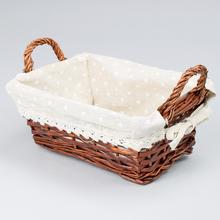 PRÚTENÝ KOŠÍK TM.HNEDÝ VZOR ŠEDÁ BODKA 23x16x9cm - FLORASYSTEM