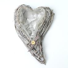 OBAL SRDCE  ŠEDÝ 23x36x7.5CM - Proutené obaly | FLORASYSTEM