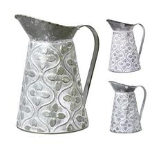 VÁZA DŽBÁN MALÝ KOV MIX 3F ZELENÝ ORNAMENT V:22x12,5CM SUPER CENA! - Kovové nádoby | FLORASYSTEM