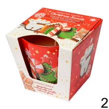 Vianočné voňavé sviečky v sklenenom obale s motívom sladkostí.