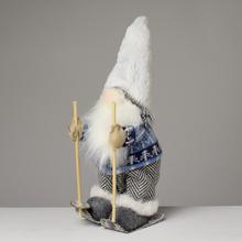 SANTA NA LYŽIACH LÁTKOVÝ SIVÝ 12x11x27CM - FLORASYSTEM