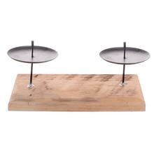 SVIETNIK OBDĽŽNIK HNEDÝ 2 SVIEČKY DREVO 20x11x7CM - FLORASYSTEM