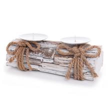 SVIETNIK SIV/HNE/BIE NA 2 SVIEČKY 24X10X9CM - Svietniky vianočné | FLORASYSTEM