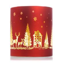 VIAN. SVIETNIK KRAJINKA ČERVENÝ LED SKLO 9x10CM - Svietniky vianočné | FLORASYSTEM