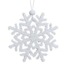 ZÁVES VLOČKA BIELA ZASNEŽENÁ 8x8x0,5CM - FLORASYSTEM