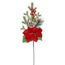 VIAN. KONÁR ČEČINA, ČERV. POINSETIA, ŠIŠKA, PLODY,GULKY 59CM - Bobule červené | FLORASYSTEM