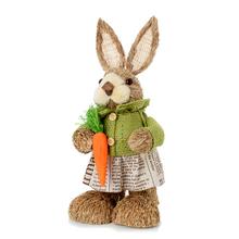 ZAJAČICA ZEL/BIE ŠATY, MRKVIČKA, SLAMA 15*13*30CM - Slaměné dekorace | FLORASYSTEM