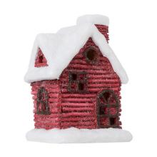 DOMČEK ČERVENÝ SO SNEHOM GLIT. LED POLY 13,2*10*17,5CM - Domek | FLORASYSTEM