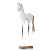 KONÍK VEĽKÝ NA PODST., KOV NOHY, BIE/NAT DREVO 45*22*6CM - FLORASYSTEM