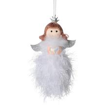 ZÁVES ANJEL BIELO/STR TEXTIL 13CM - FLORASYSTEM