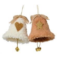 ZÁVES ZVONČEK KRÉ/HNE/ZLA ROLNIĆKY TEXTIL MIX/2 8CM - FLORASYSTEM