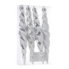 CENCÚL TOČENÝ PLAST. STRIEBORNÝ MAT/LESK S/4 17,8CM - Plastové vzorované | FLORASYSTEM