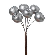 ZÁPICH BOBULE S KAMIENKOM STRIEBORNÉ X6 15CM - Zeleň gliter | FLORASYSTEM