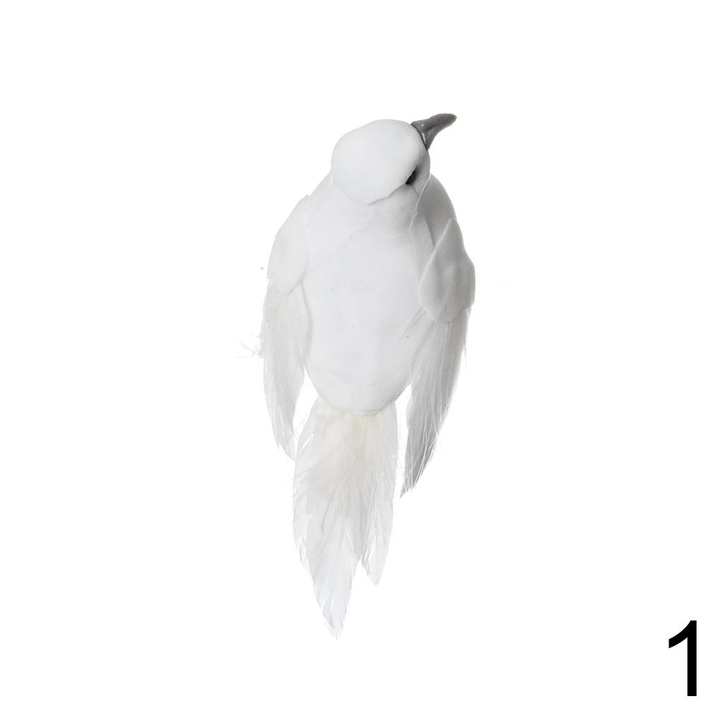 Bílé pěnové holubice s peřím, mini, mix 2 kusy.