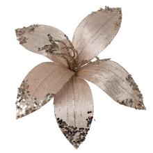 KS VIAN. RUŽA BL. RUŽOVÁ ZLA. GLITER 21*21*8CM - Ks květ vánoční | FLORASYSTEM