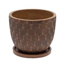 J63 KVETINÁČ + MISKA OKRÚHLY JILL HNEDÁ 30H25CM M - Mrazuvzdorná | FLORASYSTEM