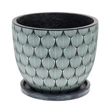 J65 KVETINÁČ + MISKA OKRÚHLY JILL ZEL./ČIERNA 24H19,6CM S - Mrazuvzdorná | FLORASYSTEM