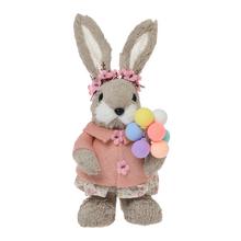 ZAJAČICA S BALÓNMI SLAMA 13x13x25CM RUŽOVÁ - Slaměné dekorace | FLORASYSTEM