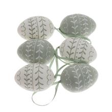 ZÁVES VAJCE PLAST S/6 6CM MENTOL+BIELA - Plastové vzorované | FLORASYSTEM