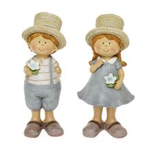 DETI V SLAMENOM KLOBÚKU POLYREZ 8x7x21,5CM KRÉM MIX/2 - Keramika dekorační | FLORASYSTEM