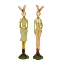 ZAJACE V OBLEČENÍ POLYREZ 4x4x21,5CM ZELENÝ MIX - Keramické | FLORASYSTEM