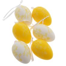 ZÁVES VAJCE PLAST S/6 6CM ŽLTÁ,BIELA - Plastové vzorované | FLORASYSTEM