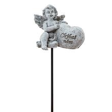 ZÁPICH ANJEL SO SRDCOM POLY 7*4*16CM - Šedé | FLORASYSTEM