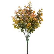 ZELEŇ EUCALYPTUS DROBNÝ ZELENO-RUŽOVÝ METAL 38cm - Zápich oranžový / červený / hnedý | FLORASYSTEM