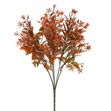 ZELEŇ DROB. LÍSTKY, KVIETKY ZELENO-ORANŽOVÝ METAL 37cm - Zápich oranžový / červený / hnedý | FLORASYSTEM