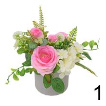 Umelé kvety ruža a hortenzia v črepníku mix