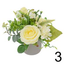 Umelé kvety ruža a hortenzia v črepníku mix