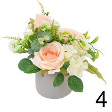 Umelé kvety ruža a hortenzia v črepníku mix