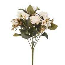 KYTICA RUŽA ZAMAT KRÉMOVÁ, DROB.KVETY, ZLAT.PAPRAĎ 40CM - Růže kytice | FLORASYSTEM