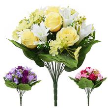 KYTICA RUŽA, ĽALIA, DROB,KVETY x19 MIX/3F 40CM - Kytice mix celorok | FLORASYSTEM