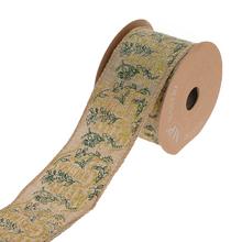 Jutová stuha s potlačou, šírka 6,3 cm, dĺžka 10 m.