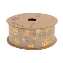 STUHA vian juta krém hviezdy zlatá 4cm/20m 4949G - Vánoční stuhy | FLORASYSTEM